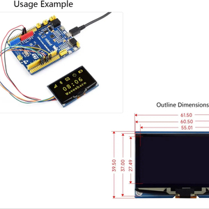 SSD1309 Treiber chip SPI Weiß/Gelb Optional 128 X64 Auflösung Waves hare 2,42 Zoll OLED-Anzeige modul Raspberry Pi - Product Image 2