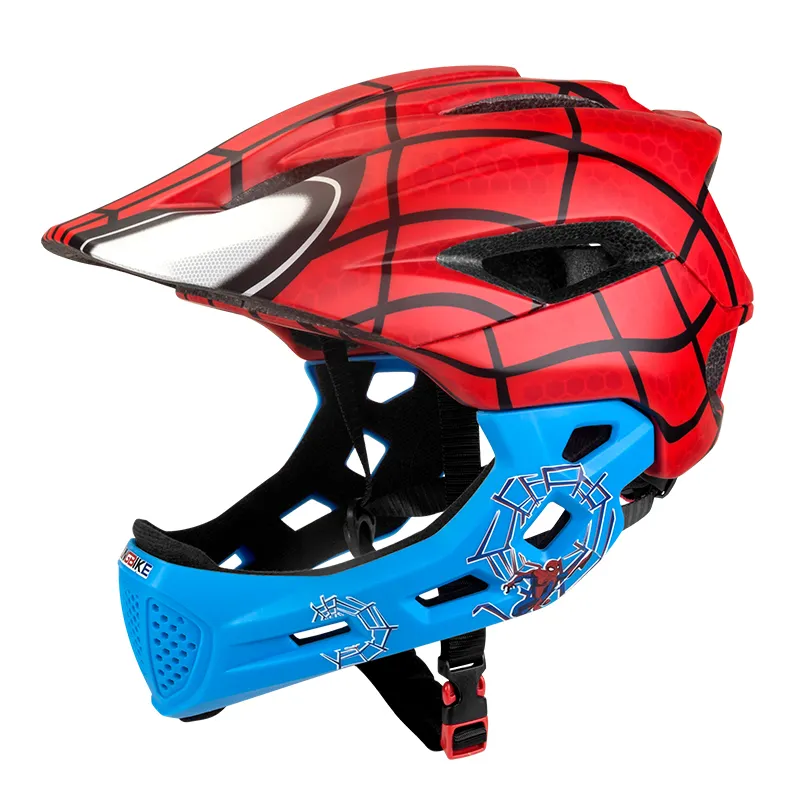 KINGBIKE-Casque intégral Spiderman de sécurité pour enfants, casque de montagne, de sports de plein air