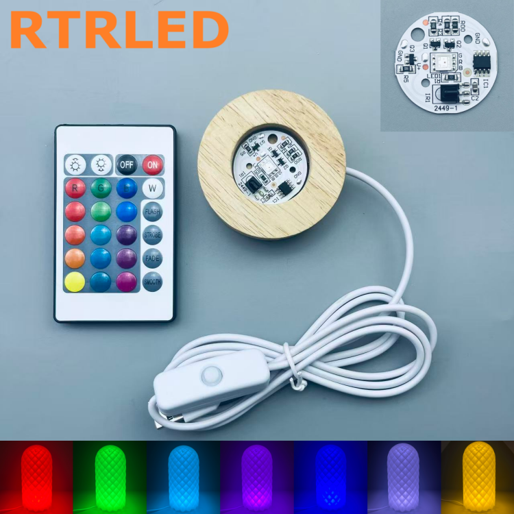 6cm-IR Remote Control RGB-Natural Wood Color