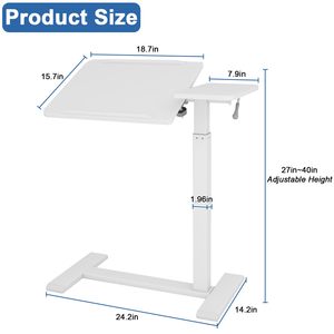 Bandeja ajustable de altura de madera de ingeniería, escritorio de pie para ordenador portátil rodante con 2 escritorios inclinables, mesa Overbed, oficina y hogar - Product Image 2