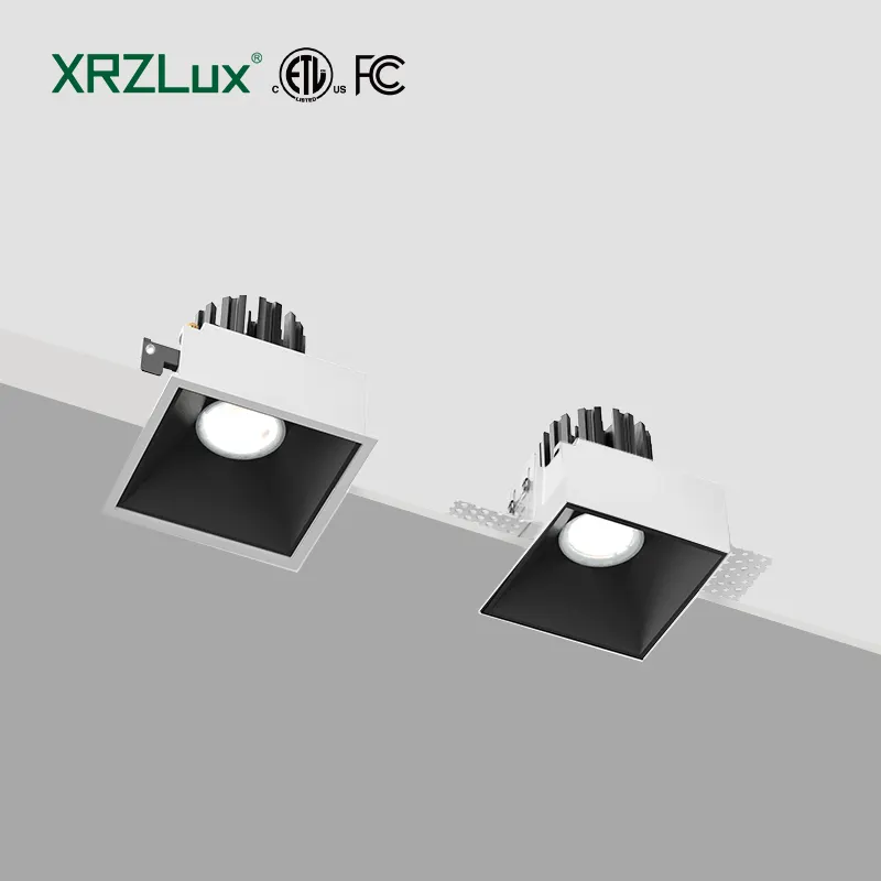 XRZLux 10W ETL COB plafond vers le bas lumière encastré étanche IP44 LED Downlight intérieur salle de bain éclairage lampes carré LED projecteur