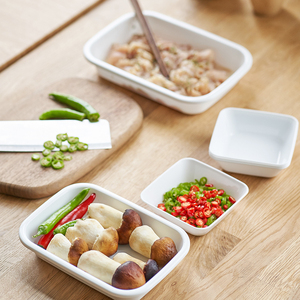 多功能烹饪托盘白色食品级塑料餐盘可重复使用的可堆叠方形矩形盘套装派对3145 - Product Image 5