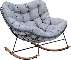 Modern <strong>Grey</strong> Steel Rocking Chair for Outdoor <strong>Patio</strong> Hotels and Parks - Product Image 2