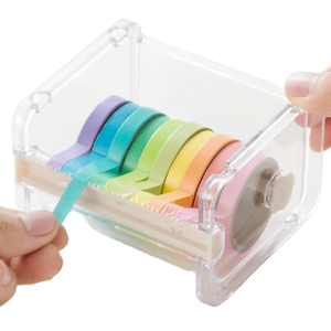 学生学校オフィス文房具ディスペンサーテープカッターハンドアカウント収納ボックス3色 - Product Image 1