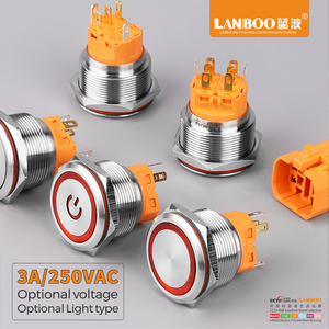 LANBOO 25/30A 25mm SPST 12volt Led Lighted <strong>DPDT</strong> Mini <strong>Push</strong> <strong>Button</strong> <strong>Switch</strong> for Garbage Disposal - Product Image 3