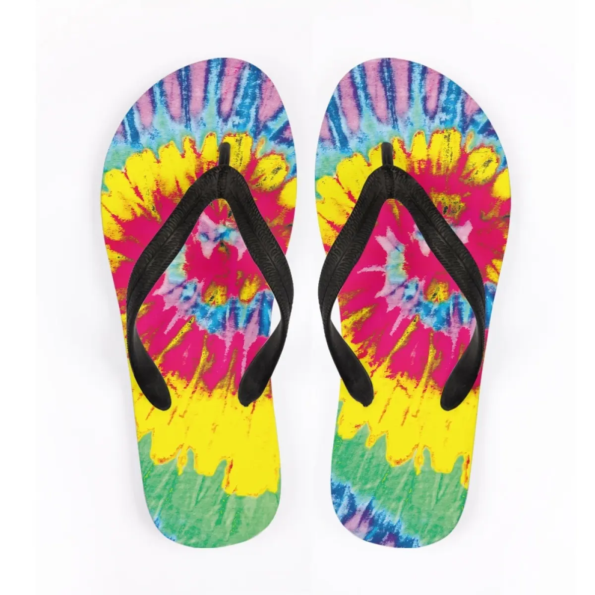 Rainbow Tie Dye High Quality Custom Printed Flip Flops Women Customized Mens Summer Flip Flops 2022 Rubber Slippers Anti-slip