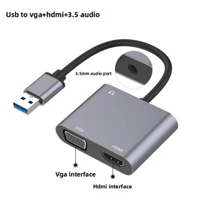 Adaptador USB 3,0 a HD MI + VGA para computadora de escritorio, computadora portátil para monitorear, Conector de proyector de TV + Audio 3,5 - Product Image 6