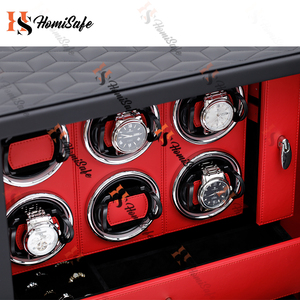 Rotatori automatici 3v DC scatola di legno 6 pelle di lusso orologio Winder sicuro