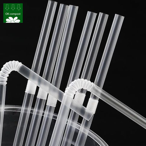 定制标志天然PLA 100% 可堆肥可生物降解一次性塑料直柔性透明吸管冷饮 - Product Image 3
