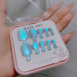 แผ่นแปะติดเล็บปลอมแบบสั้นสำหรับติดบนเล็บปลอมรูปแมวคริสตัลเป็นประกาย - Product Image 1
