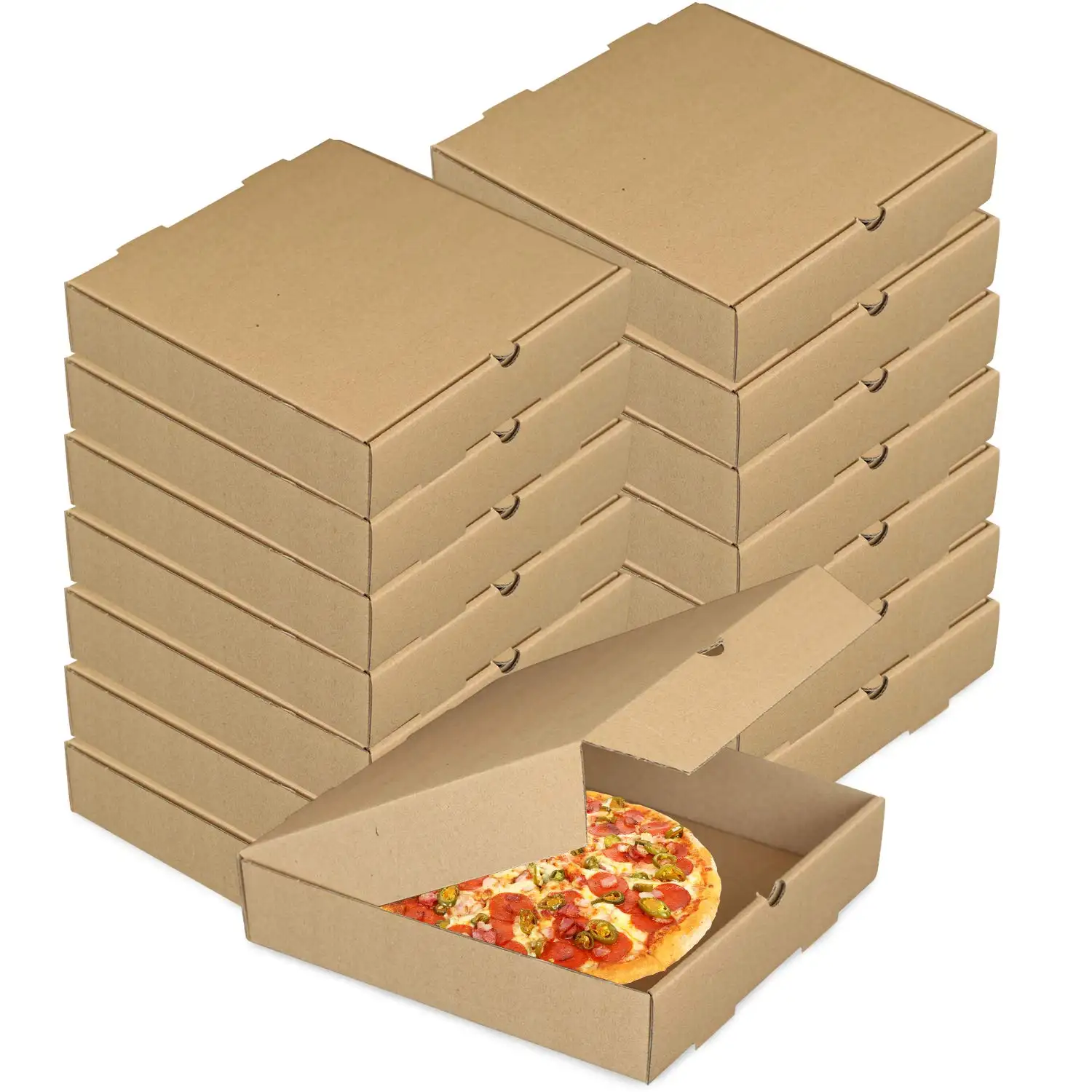 Caixas de embalagem para recipientes de atacado OEM Caixas de papelão para viagem Caixa de pizza ondulada Kraft de 6 polegadas para biscoitos de bolo de pizza