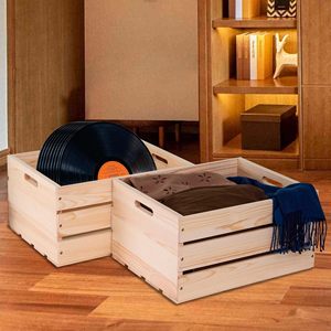 Gỗ thông Lớn Thùng để lưu trữ, vinyl hồ sơ lưu trữ thùng, exuding thông tự nhiên hương vị chưa hoàn thành thùng gỗ để hiển thị - Product Image 2