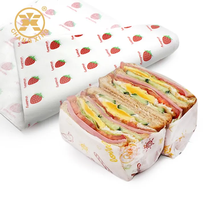 Imballaggio personalizzato riutilizzabile carta da imballaggio Duplex fodera per vassoio carta Sandwich involucro per alimenti in cera d'api per uso alimentare