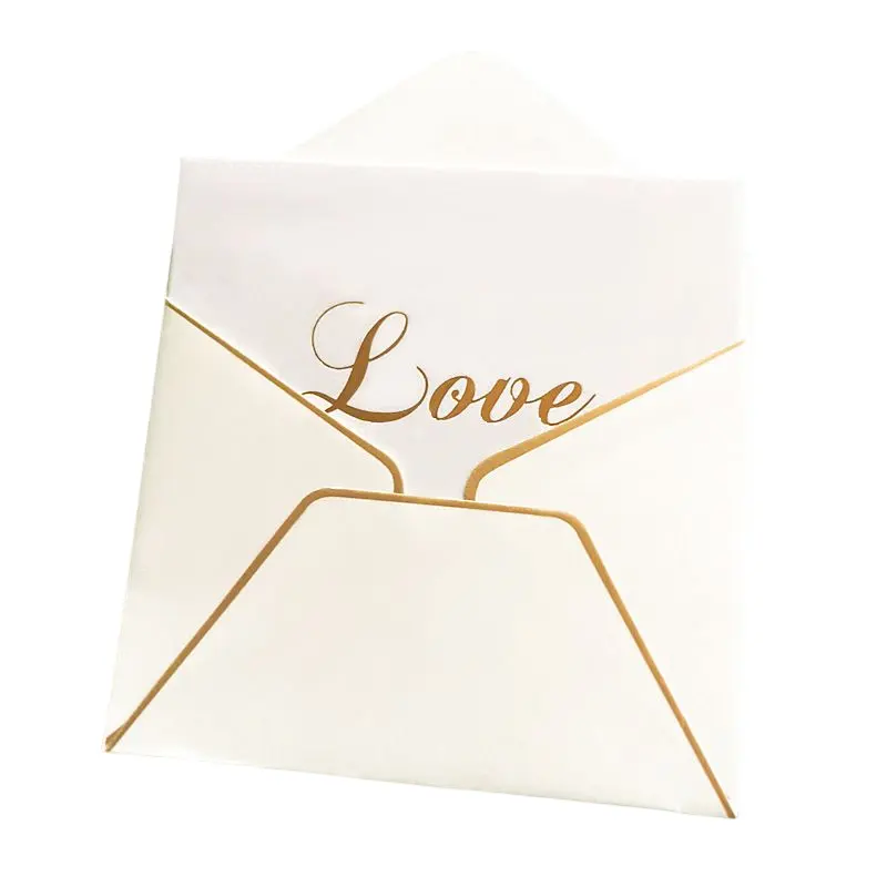 Enveloppes d'estampage à chaud en or de luxe, cartes de vœux, Invitation de fête de mariage, Mini enveloppes en papier