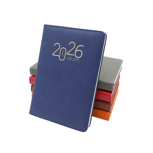 Cuaderno diario de cuero 2026 A5 con plan de horario y agenda de calendario diario impreso para regalo de negocios con cubierta de papel - Product Image 1