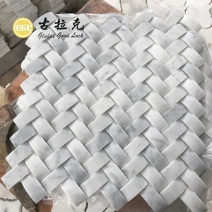 Cong xương cá Gạch Mosaic cararra đá cẩm thạch trắng 3D hiệu ứng bện mô hình tường Gạch Mosaic - Product Image 3