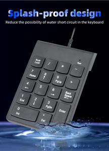 High Quality Mechanical Feel <strong>Numeric</strong> <strong>Keypad</strong> Mini 19Keys One Hand Wired <strong>Keyboard</strong> - Product Image 5