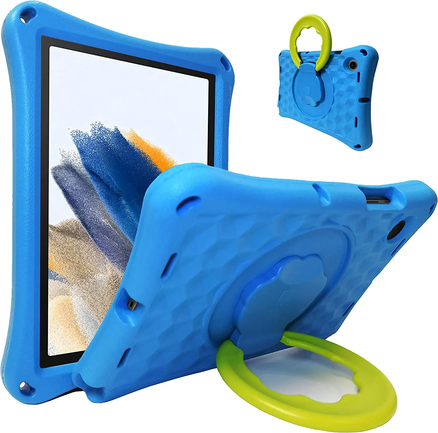 For Samsung Tab A8 10.5" X200 X205 Soft EVA Foam Shockproof Rugged Cute Kids Tablet Case Covers With Rotating Handle Kickstand