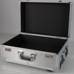 定制带轮子的小型铝制拉杆箱定制公文包和工具展示柜 - Product Image 3