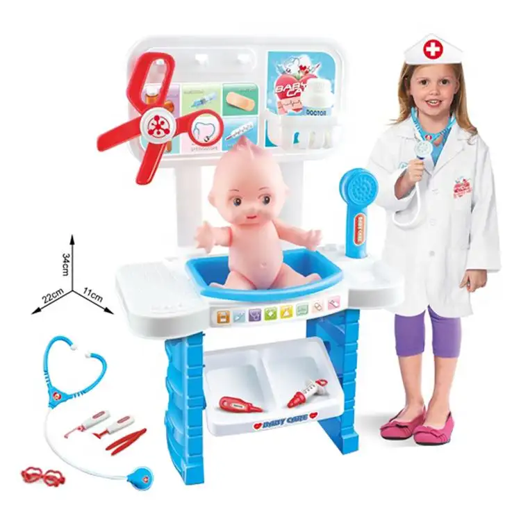 Jogo de mesa médico para crianças, conjunto de brinquedos médicos com ferramentas