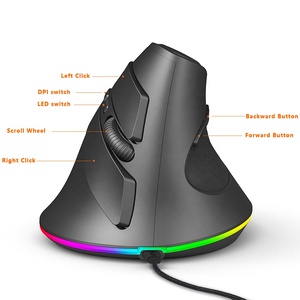 新しいデザインUSB有線垂直光学式マウスPC人間工学に基づいたゲームマウスRGB LEDライト付き - Product Image 5