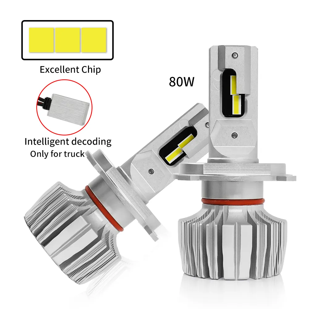 Camión coche 20000Lm 16-100V led de luz de la cabeza de grafeno calor sin ventilador 80w H7 bombillas led camión H1 h4 llevó la bombilla del faro