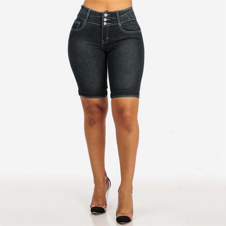 Short en jean skinny noir pantalon capri