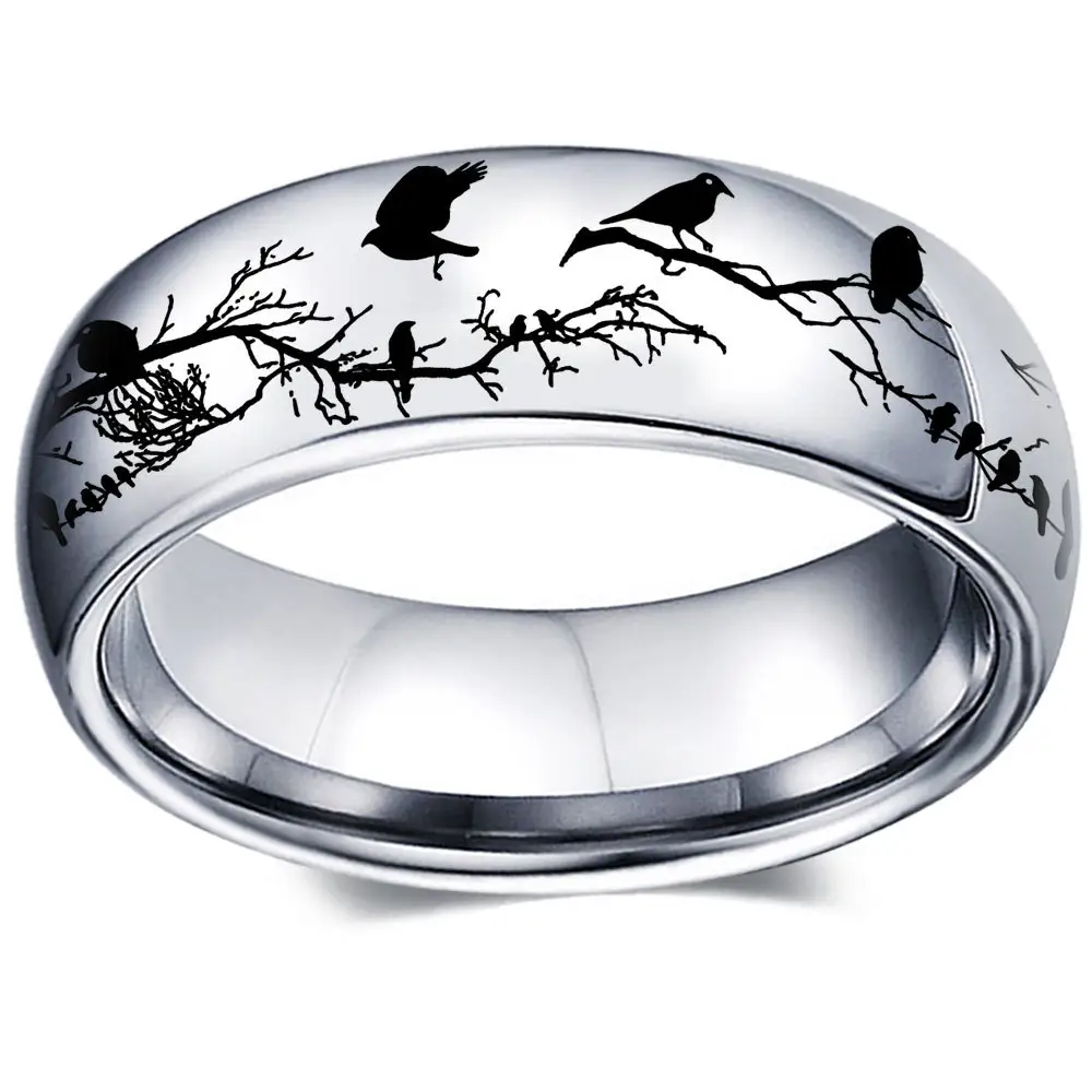 New design Bird and Branch Pattern Stainless Steel Men Ring Women Ring, Gift for Party Favors, Travel Accessories Etc.