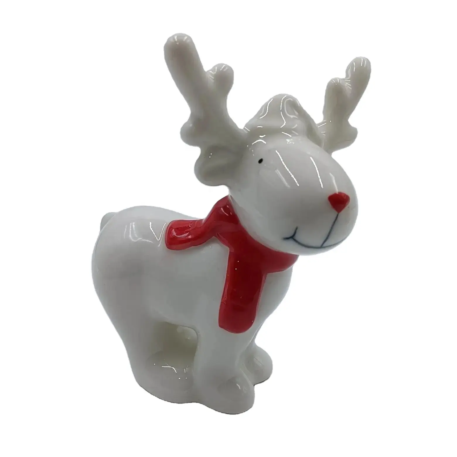 Christmas craft indoor decoration souvenir silver ceramic reindeer statue Ceramic deer Xmas Ornament Personalized Christmas Deer