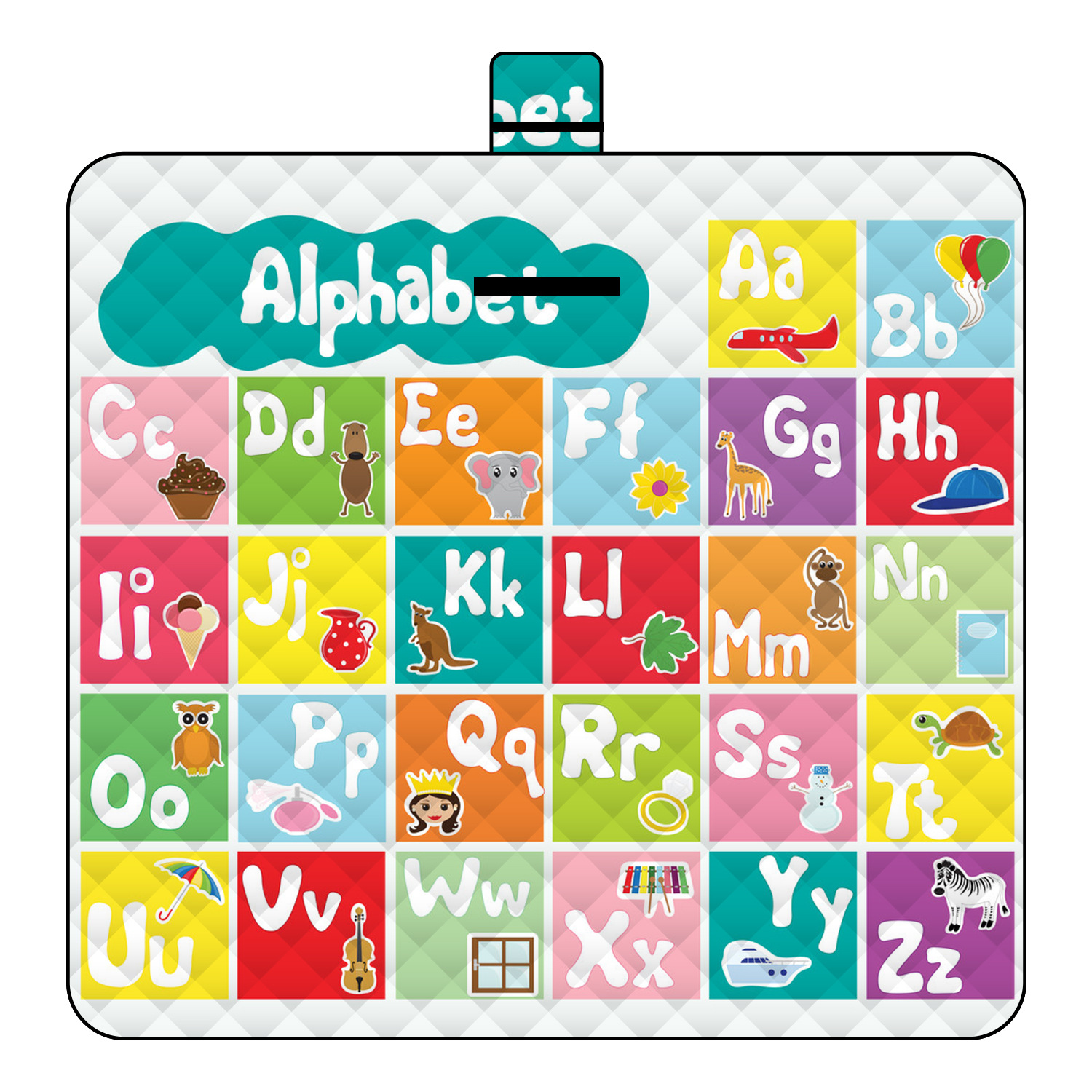 Tapis de pique-nique à ultrasons, alphabet mignon et amusant, paradis