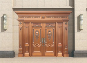 Modern avrupa Villa anti-hırsızlık açık kapı bakır kaplama çelik ön kapı ile yüksek kalite basit çift giriş