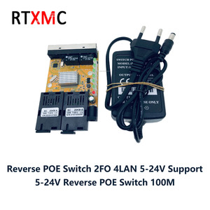 RPOE 100M 2SC 4 rj45 fibra Media Converter retromarcia POE 155M 2FO 4LAN Ethernet veloce 2FO 4LAN 24V FTTH CATV MC ricetrasmettitore
