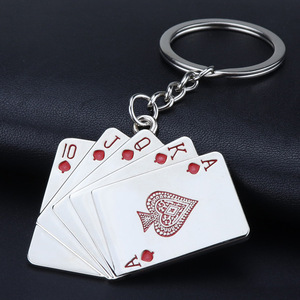 Stainless Steel Jewelry Flush Texas Poker Playing Card Keychain Amulet Car Bag Lucky Charm Metal Crafts Good Lucky <strong>Key</strong> Chain - Product Image 3