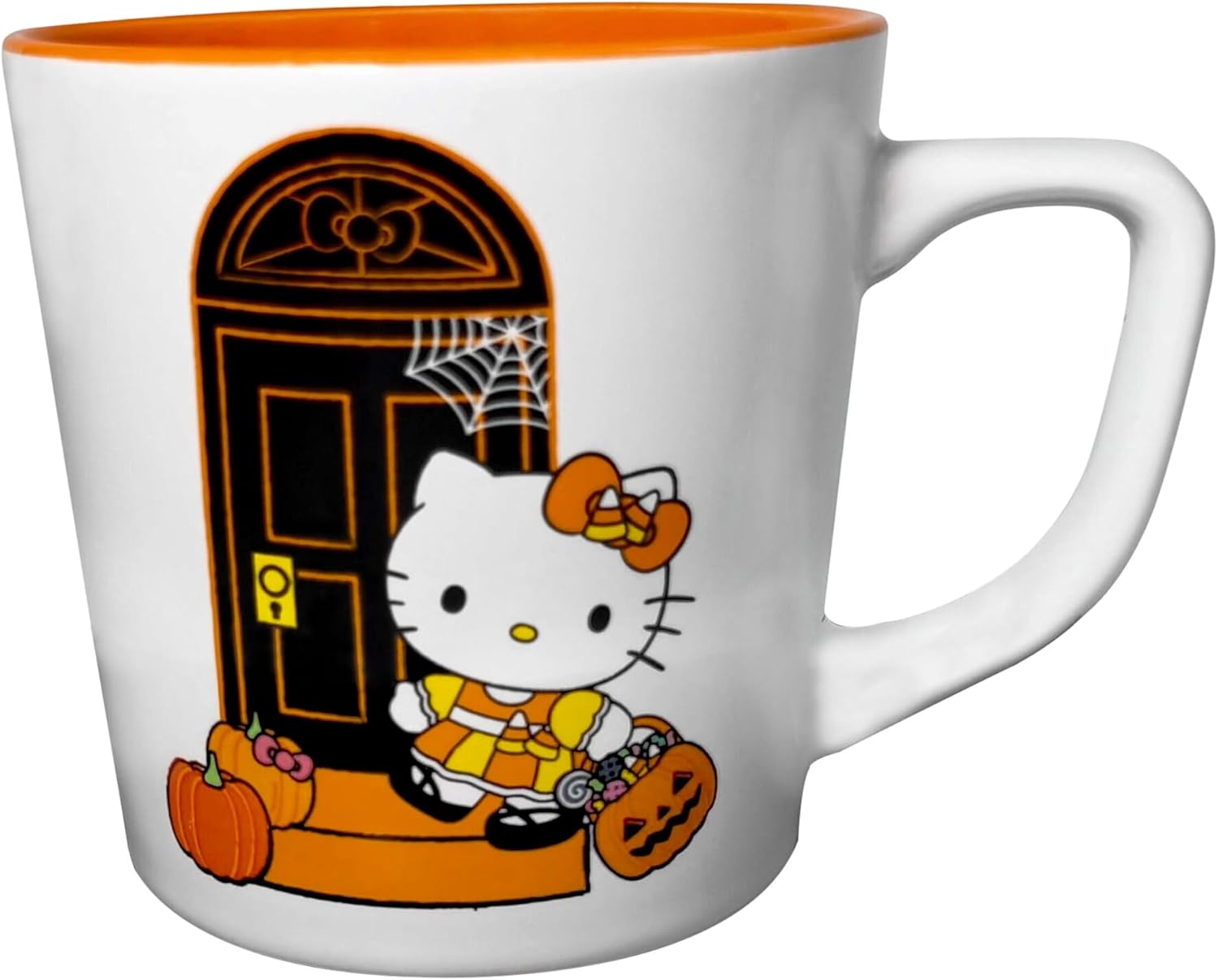 Hola gatito feliz Halloween puerta