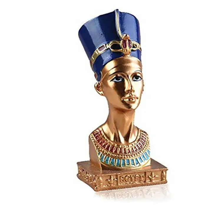 Polyresin/resina egipcia antigua reina Nefertiti estatua cabeza pequeña y busto resina estatua figurilla escultura decoración artesanía