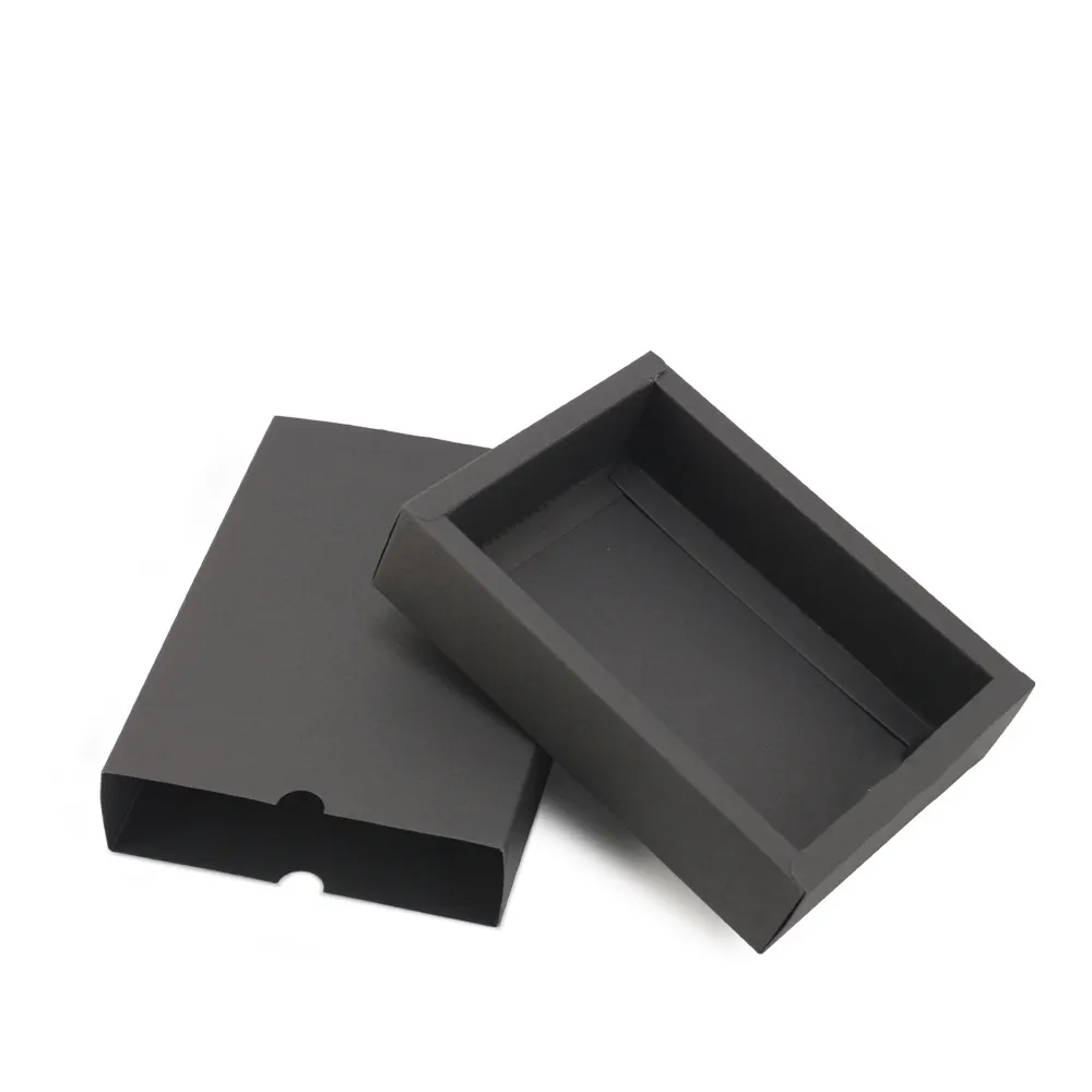 Prezzo basso eco-friendly piccolo bianco nero giallo scatole per cassetti in carta kraft imballaggio del prodotto scorrevole per regalo torta tè logo personalizzato