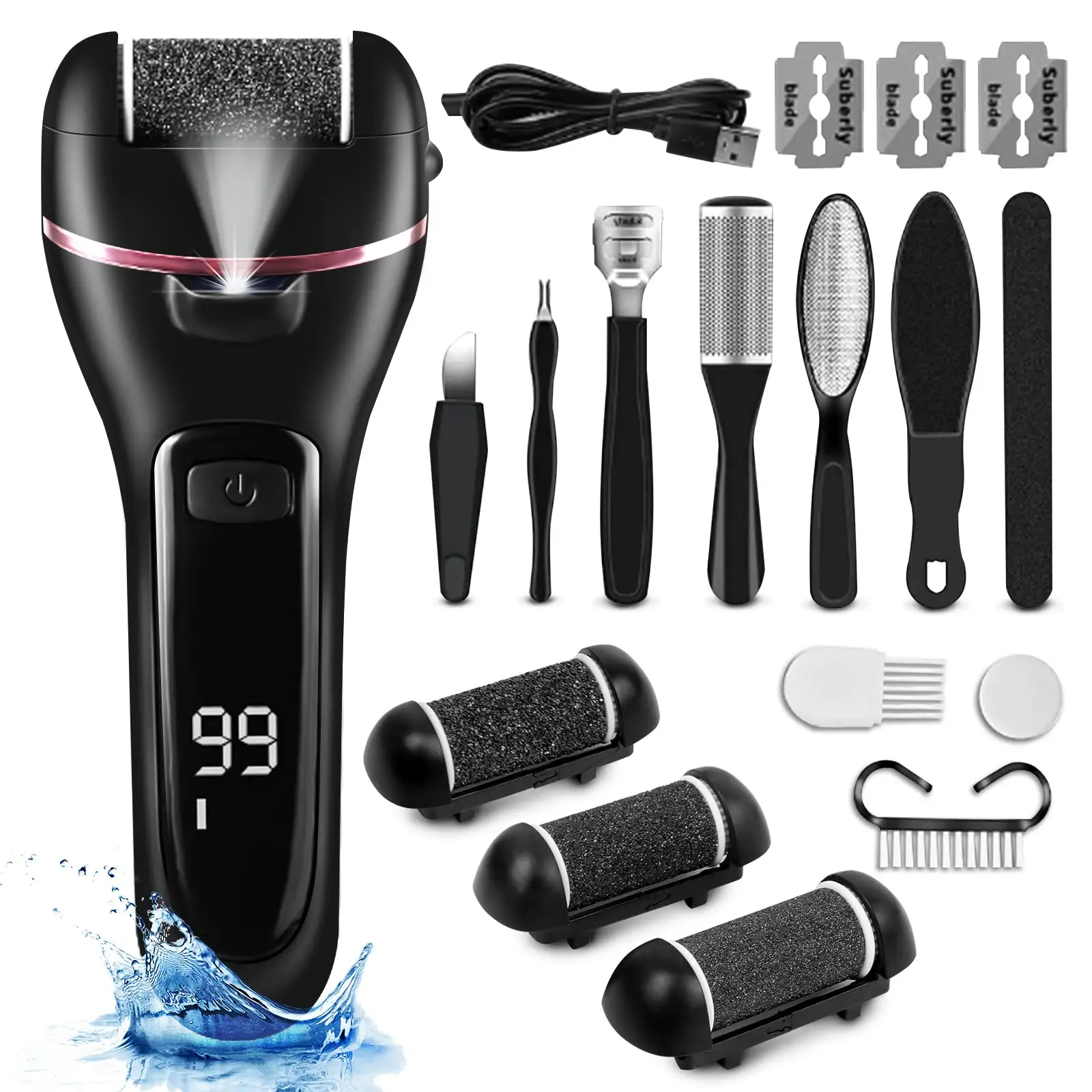 18 in 1 Electric Callus Remover Rechargeable Foot File Kits Spa Professional Pedicure Foot Care Tool