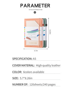 Organizer Custom A5 Hard Cover Sewing Binding <strong>Notebook</strong> Planner Without <strong>Date</strong> Weekly Journal Diary <strong>with</strong> Bookmark - Product Image 6