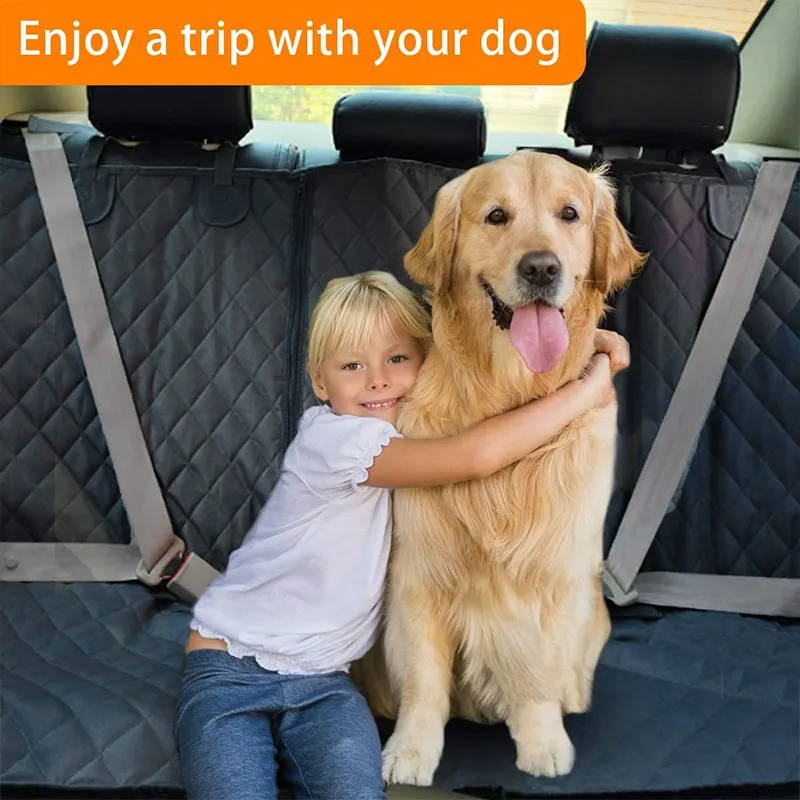 Housses de siège de voiture antidérapantes imperméables pour chien avec rabat latéral de fenêtre en maille pour voitures, camions et SUV