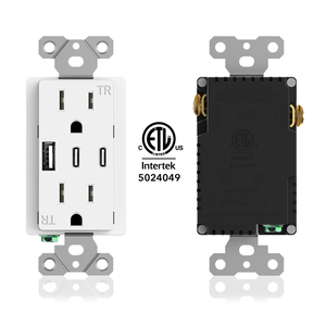 ETL ที่ระบุไว้ในมาตรฐาน PD 36W 2 * ประเภท-C และพลังงาน USB-A โดยตรง15แอมป์เต้ารับเต้าเสียบ USB ผนังสำหรับ ipone/ipadamsung/lg/htc - Product Image 1