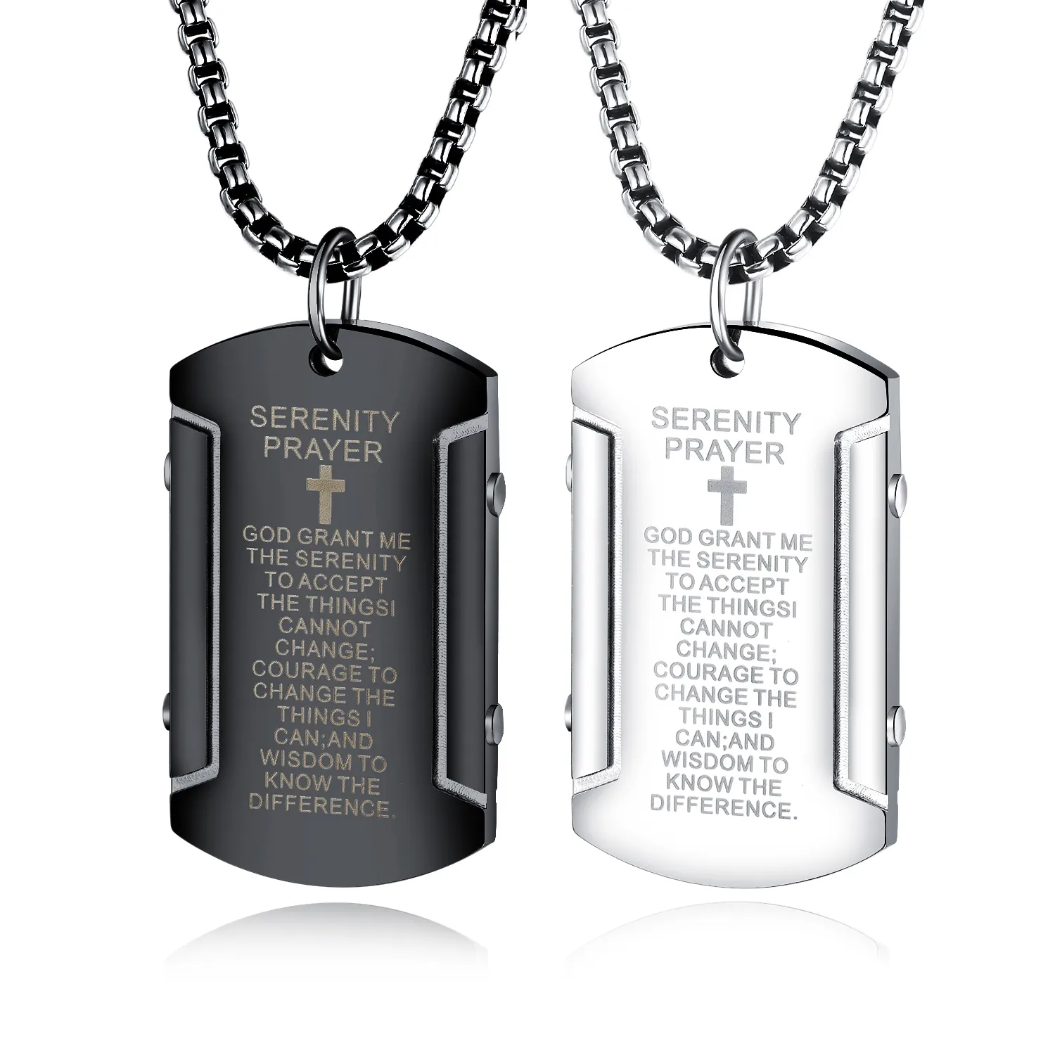 Religiöses schwarzbeschichtetes edelstahl-christliches Schrift-Herren-Quadrat-Anhänger aus Titan-Stahl Bibel-Gebetskreuz-Halsband