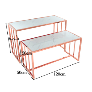 Juego de mesa auxiliar anidada de diseño minorista de moda, estante para ropa, montaje de tienda, encimera rosa, soporte para zapatos, mesa de exhibición anidada de Metal - Product Image 1