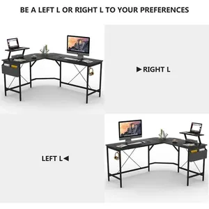 Modern <strong>Multi</strong>-Style L-Shaped Study and Work <strong>Computer</strong> <strong>Table</strong> Metal <strong>Design</strong> - Product Image 2