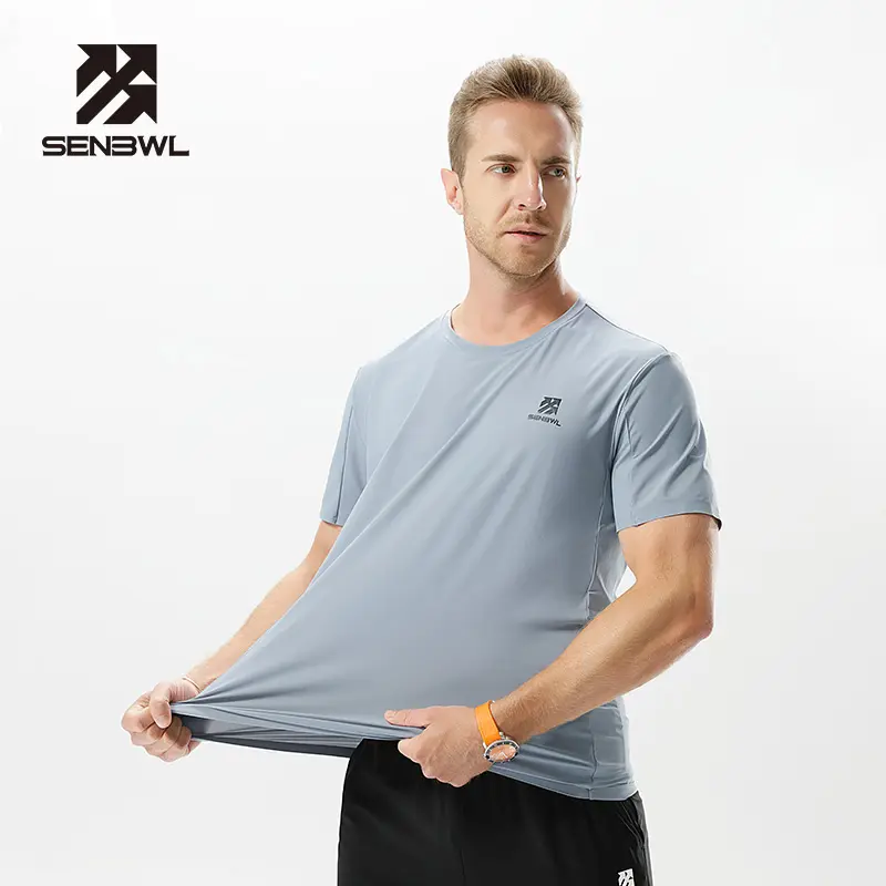 Yüksek kaliteli naylon Spandex özel T Shirt erkekler için boş hafif T shirt hızlı kuru baskı erkek t-shirt