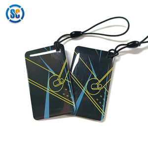 Sencan印刷可能QRコードnfc名刺メタルリングエポキシ13.56mhz rfid nfcキーチェーンタグ弾性ストリング付き - Product Image 1
