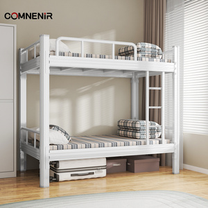 Одна остановка школьная мебель общежитие Queen Size хорошее качество Loft <span class=keywords><strong>Bed</strong></span> Hostel взрослые металлические двухъярусные кровати с лестницей - Product Image 1