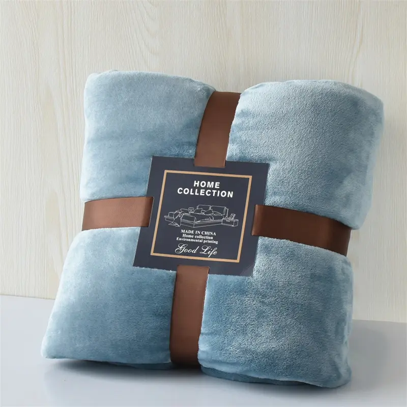 Couverture d'hiver en polaire Polyester Plain Knitted Plush Mink Flannel Blanket For Bedding