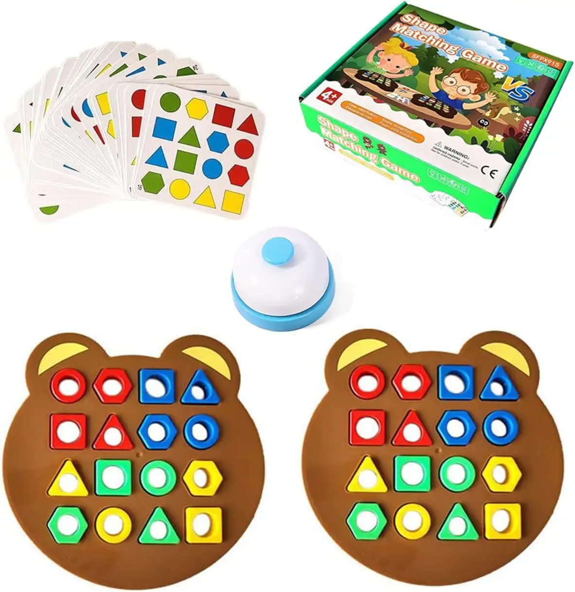 Juego de combinación de colores con formas, rompecabezas, tablero a juego geométrico, tablero de ajedrez en forma de oso, juego de mesa interactivo para niños