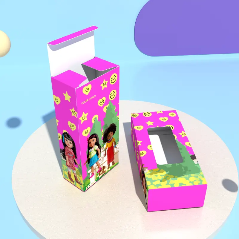 अनुकूलित खिलौना पैकेजिंग बॉक्स मुद्रण बच्चों के खिलौने खिड़की प्रदर्शन बॉक्स कार्टून चरित्र गुड़िया उपहार बॉक्स