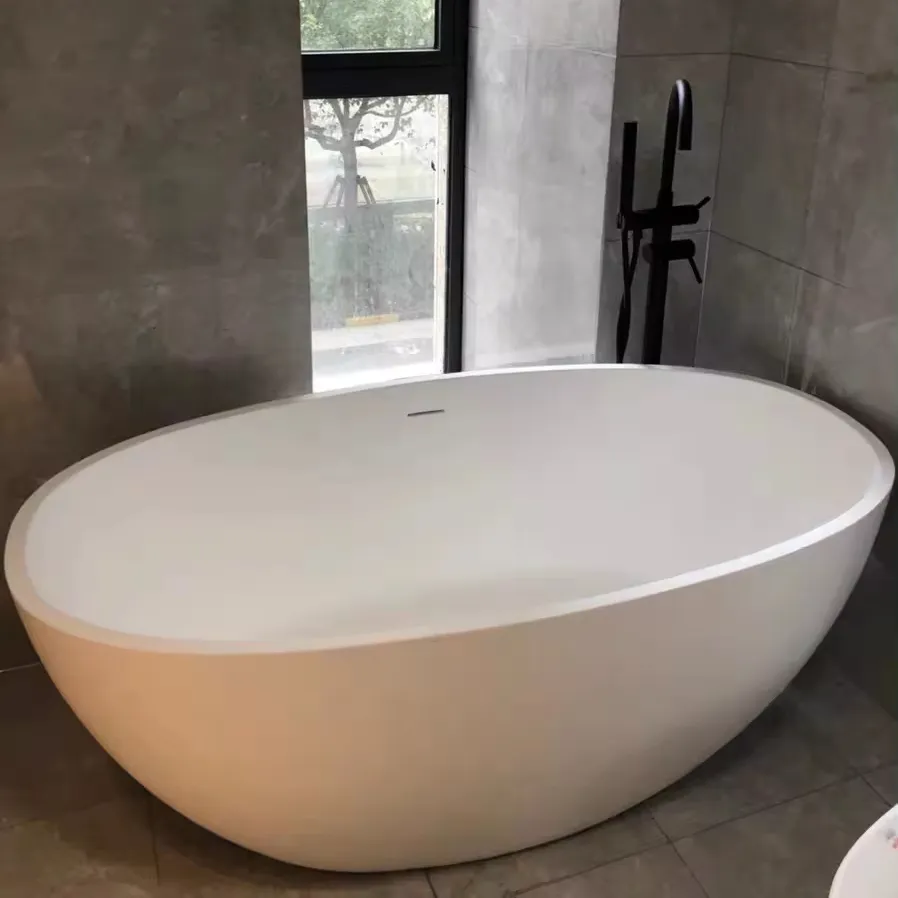 Bagno ovale acrilico ammollo soild surface spa vasche da bagno Freestanding vasca idromassaggio a cascata